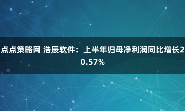 点点策略网 浩辰软件：上半年归母净利润同比增长20.57%